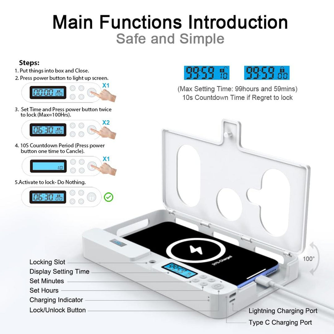 FocusLock: Portable Phone Timer Box (Purple) - DOKUTRONIX