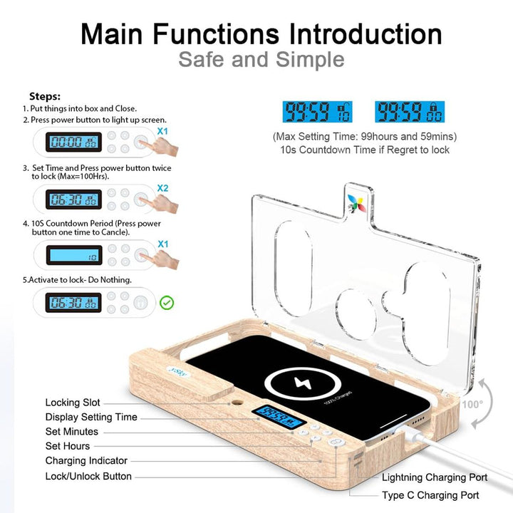 FocusLock: Portable Phone Timer Box (Purple) - DOKUTRONIX