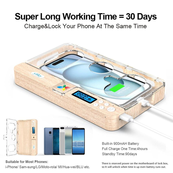 FocusLock: Portable Phone Timer Box (Purple) - DOKUTRONIX