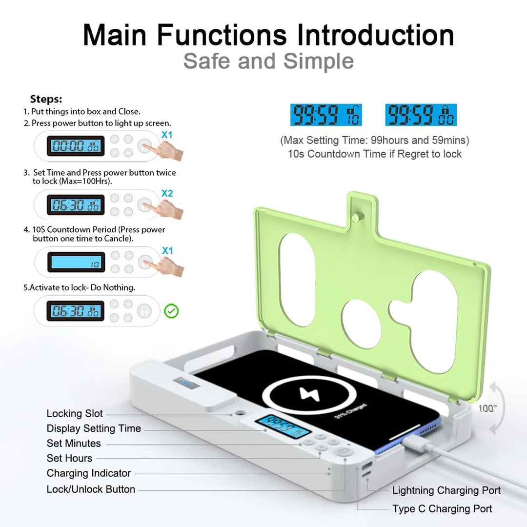 FocusLock: Portable Phone Timer Box (Purple) - DOKUTRONIX