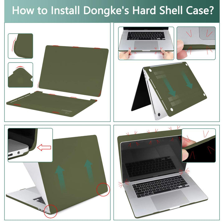 DONGKE Army Green MacBook Pro 13 Case & Cover - DOKUTRONIX