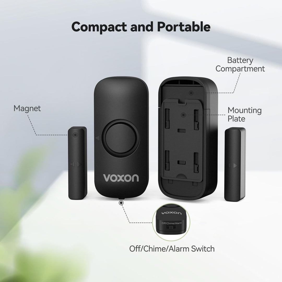 Door Alarms for Kids Safety, VOXON Window Alarm Door Alarm for Home Security Personal Security Window Alarms Sensor Burglar Door Alarm for Pool, Cars, Sheds, Caravans DIY Kit Pack of 2 - DOKUTRONIX