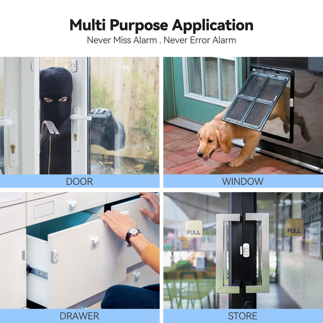 Door Alarms for Kids Safety, VOXON Window Alarm Door Alarm for Home Security Personal Security Window Alarms Sensor Burglar Door Alarm for Pool, Cars, Sheds, Caravans DIY Kit Pack of 2 - DOKUTRONIX