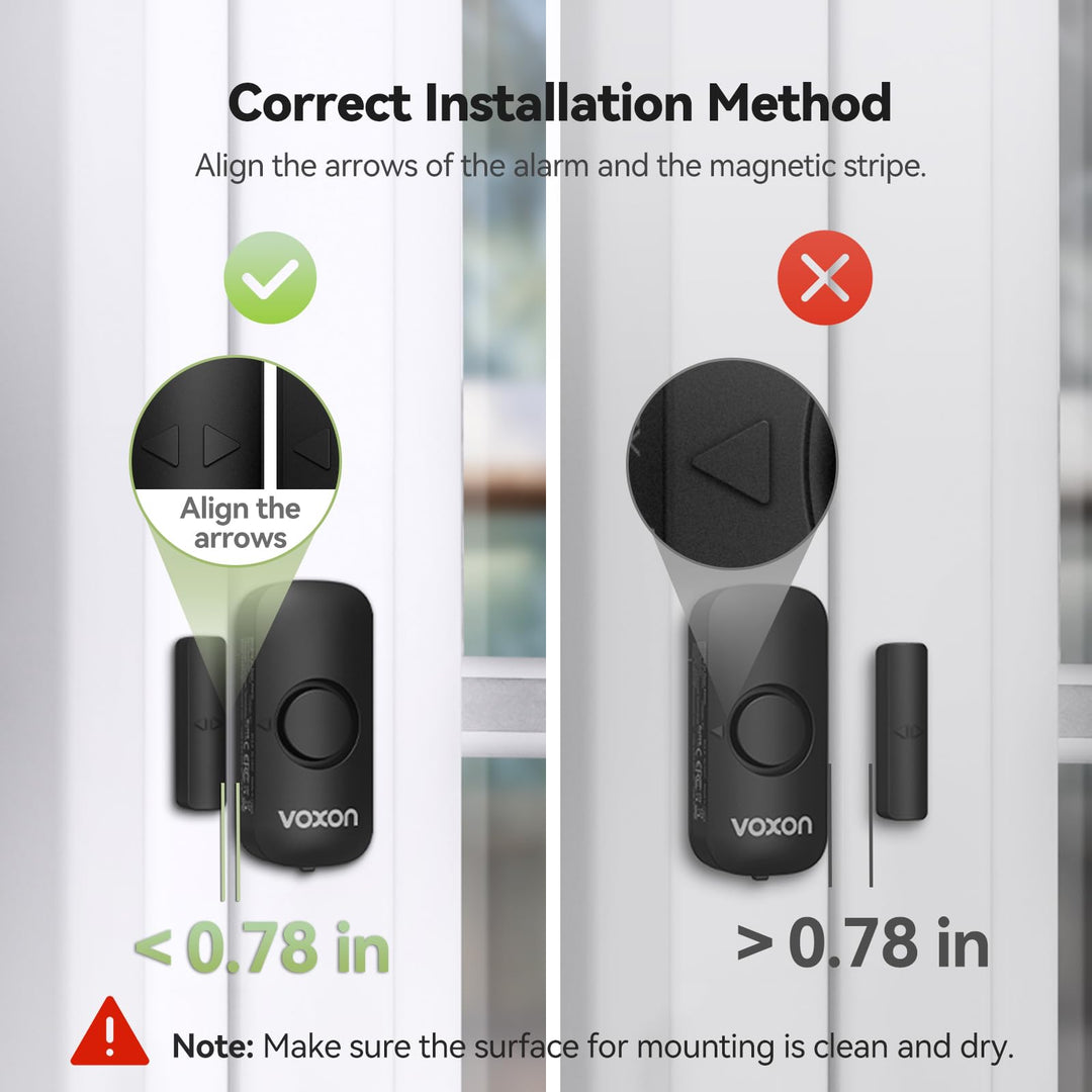 Door Alarms for Kids Safety, VOXON Window Alarm Door Alarm for Home Security Personal Security Window Alarms Sensor Burglar Door Alarm for Pool, Cars, Sheds, Caravans DIY Kit Pack of 2 - DOKUTRONIX