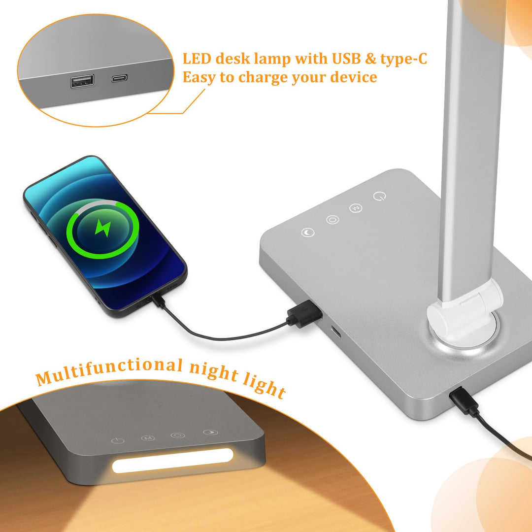 DottGlow Touch LED Desk Lamp with USB & Night Light - DOKUTRONIX