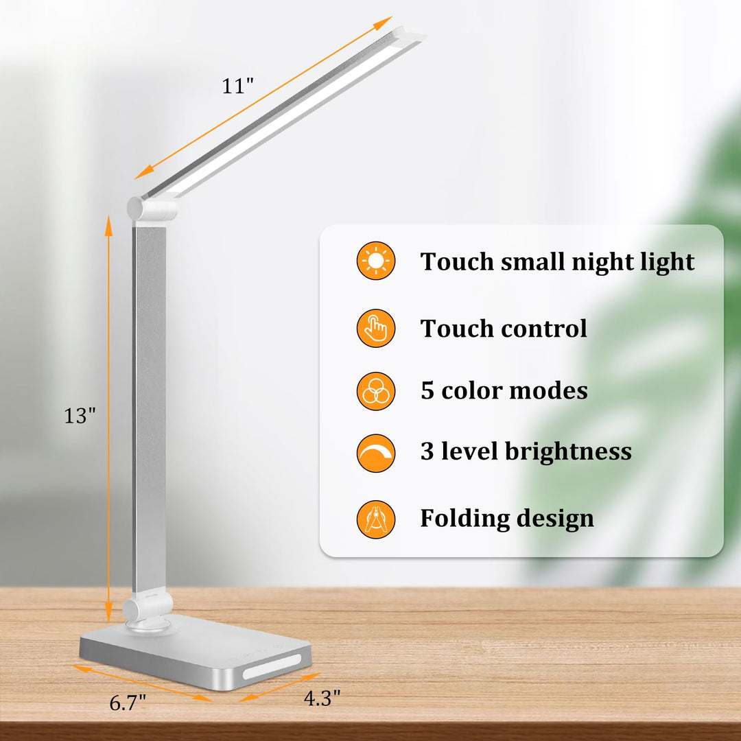 DottGlow Touch LED Desk Lamp with USB & Night Light - DOKUTRONIX