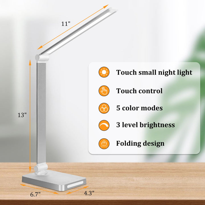 DottGlow Touch LED Desk Lamp with USB & Night Light - DOKUTRONIX