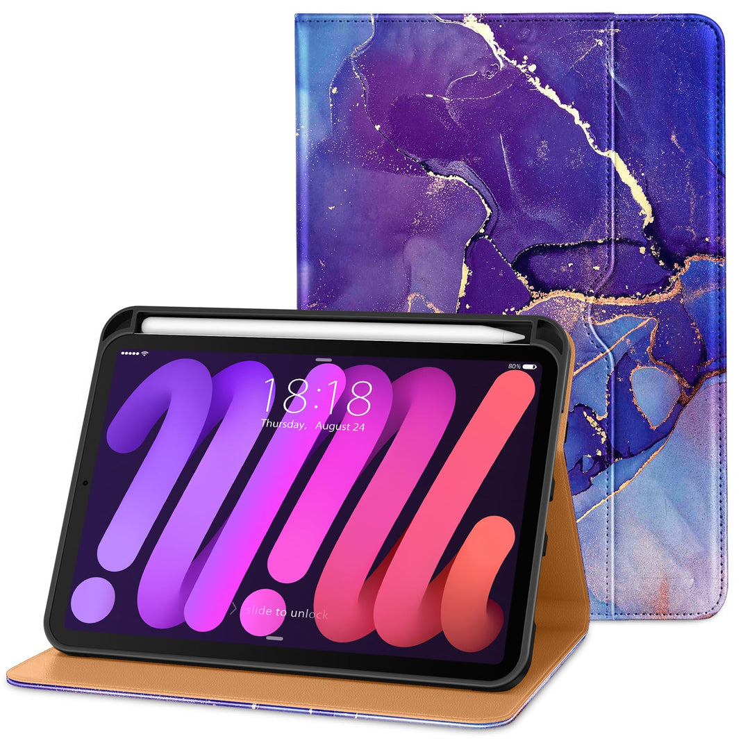 Royal Marble Leather Folio Case for iPad Mini 7/6 - DOKUTRONIX
