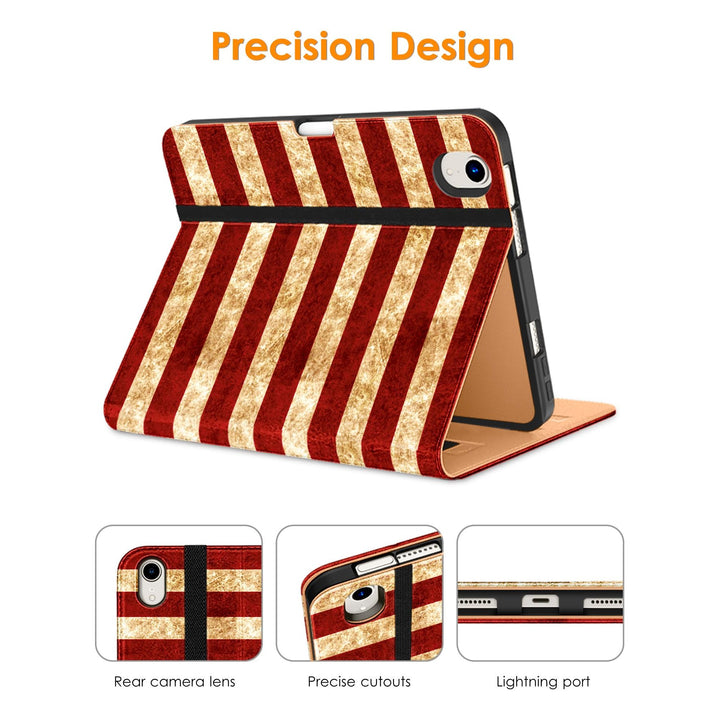 DTTO Leather Folio Case for iPad Mini 7/6 - US Flag - DOKUTRONIX