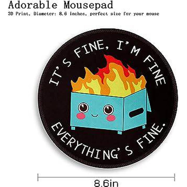 Blazing Dumpster Mouse Pad: 8.6-Inch Round Fun! - DOKUTRONIX