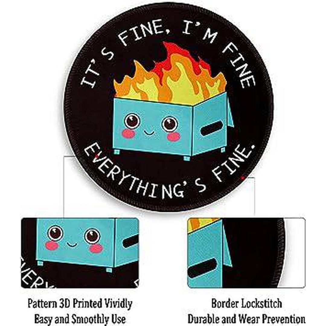 Blazing Dumpster Mouse Pad: 8.6-Inch Round Fun! - DOKUTRONIX