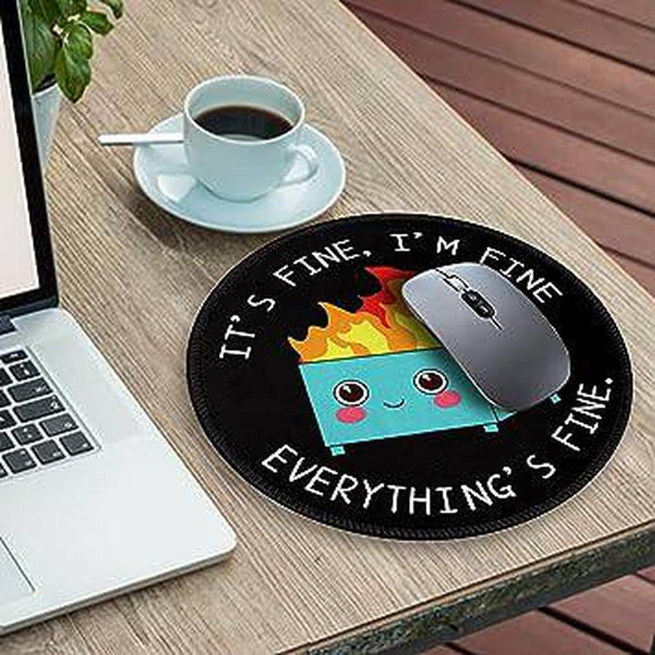 Blazing Dumpster Mouse Pad: 8.6-Inch Round Fun! - DOKUTRONIX
