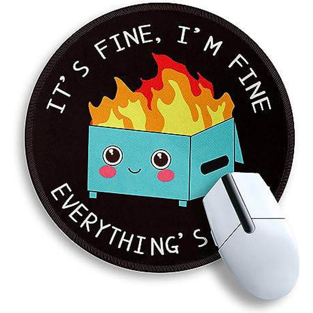 Blazing Dumpster Mouse Pad: 8.6-Inch Round Fun! - DOKUTRONIX