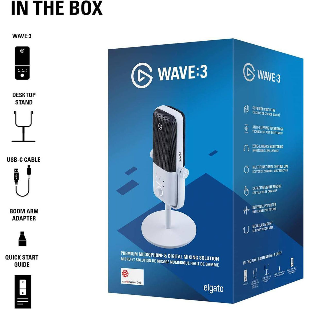 Elgato Wave:3 White - USB Condenser Mic - DOKUTRONIX