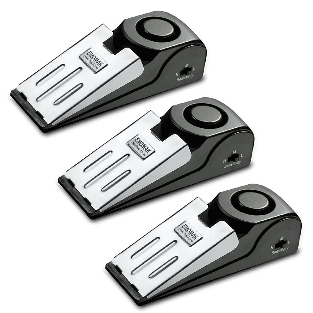 EMDMAK Door Stop Alarm with 120DB Siren Door Stop for Home & Travel (Black) (Pack of 2) - DOKUTRONIX