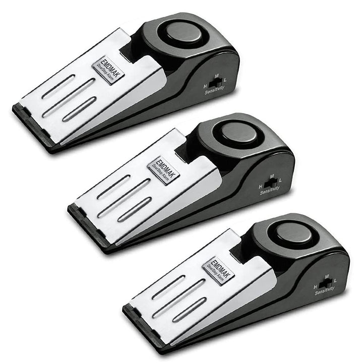 EMDMAK Door Stop Alarm with 120DB Siren Door Stop for Home & Travel (Black) (Pack of 2) - DOKUTRONIX