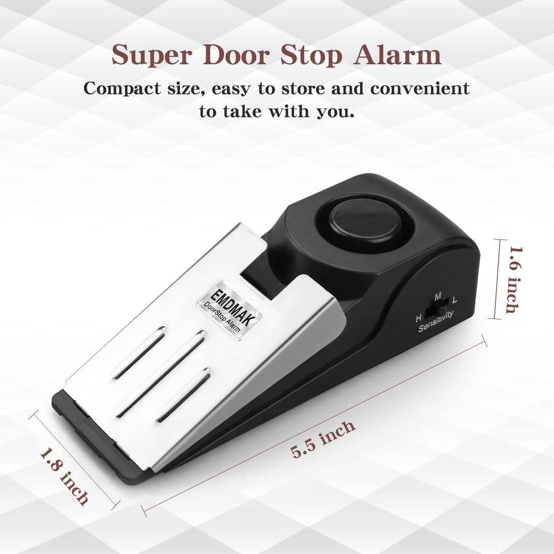 EMDMAK Door Stop Alarm with 120DB Siren Door Stop for Home & Travel (Black) (Pack of 2) - DOKUTRONIX