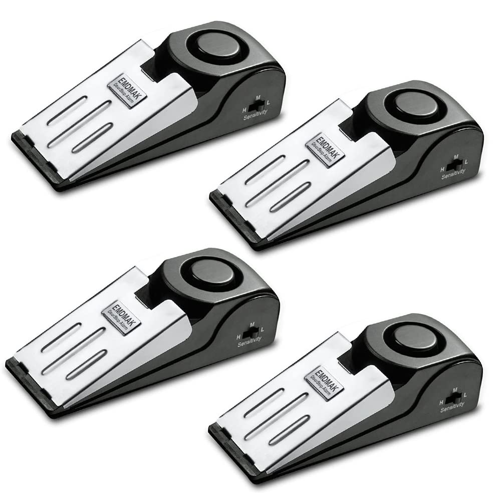EMDMAK Door Stop Alarm with 120DB Siren Door Stop for Home & Travel (Black) (Pack of 2) - DOKUTRONIX