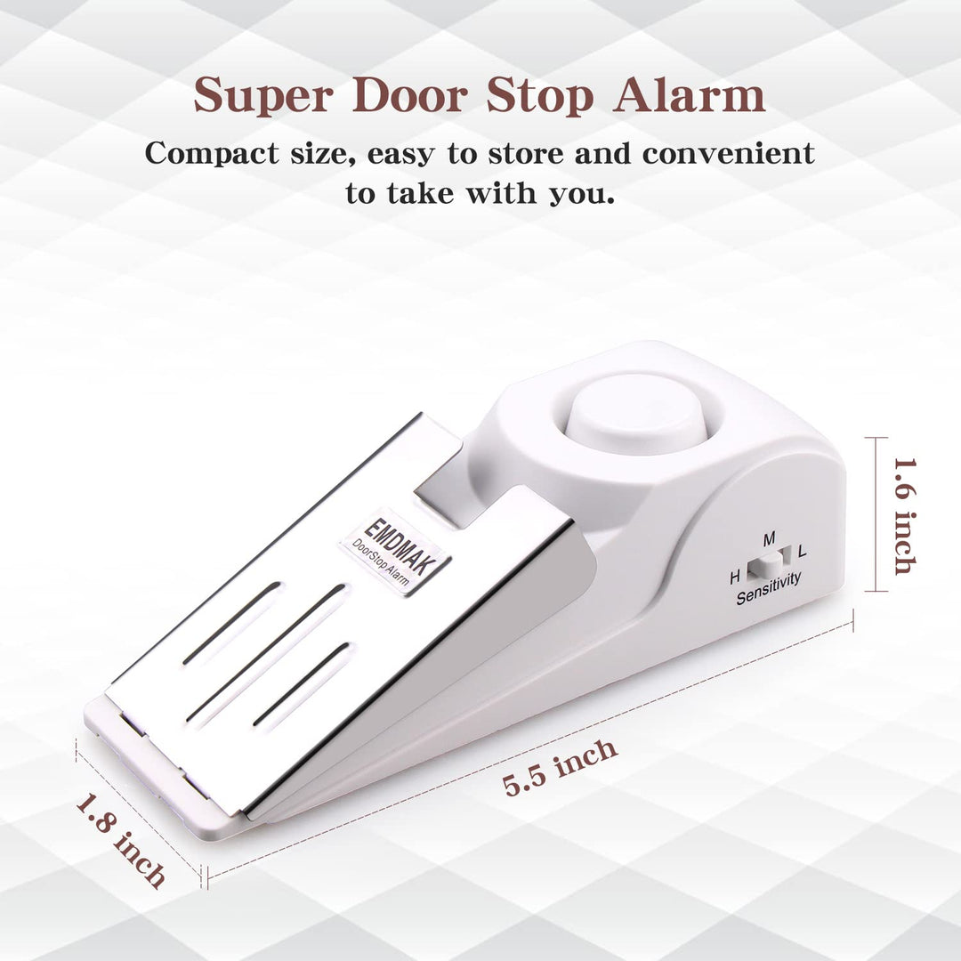 EMDMAK Door Stop Alarm with 120DB Siren Door Stop for Home & Travel (Black) (Pack of 2) - DOKUTRONIX