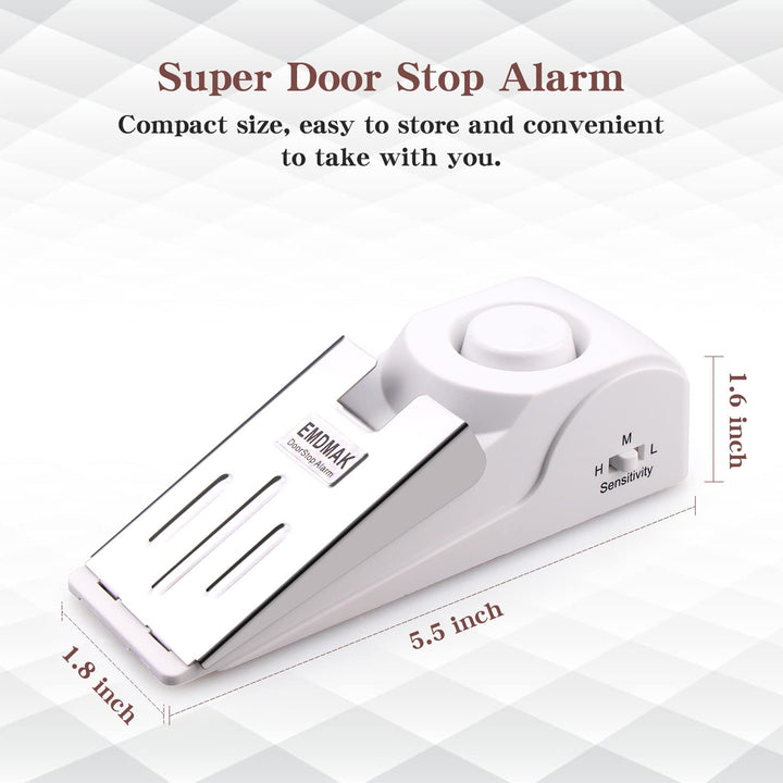 EMDMAK Door Stop Alarm with 120DB Siren Door Stop for Home & Travel (Black) (Pack of 2) - DOKUTRONIX