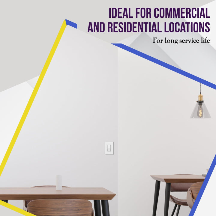 ENERLITES Decorator Paddle Light Switch with Wall Plates, Wall Decor Switch, Single Pole, 3 Wire, Grounding Screw, Residential Grade, 15A 120V/277V, UL Listed, White - DOKUTRONIX