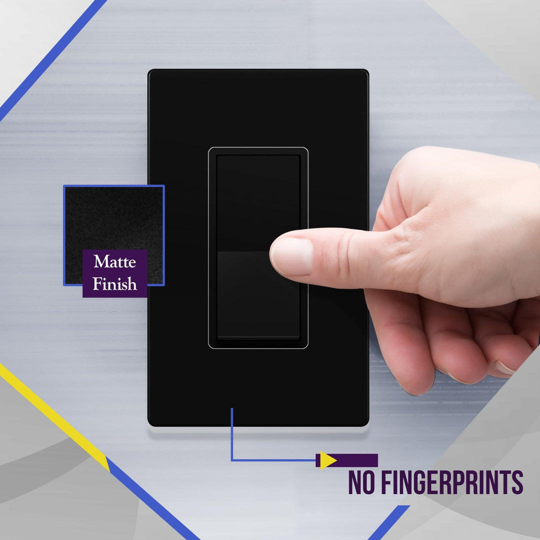 ENERLITES Decorator Paddle Light Switch with Wall Plates, Wall Decor Switch, Single Pole, 3 Wire, Grounding Screw, Residential Grade, 15A 120V/277V, UL Listed, White - DOKUTRONIX