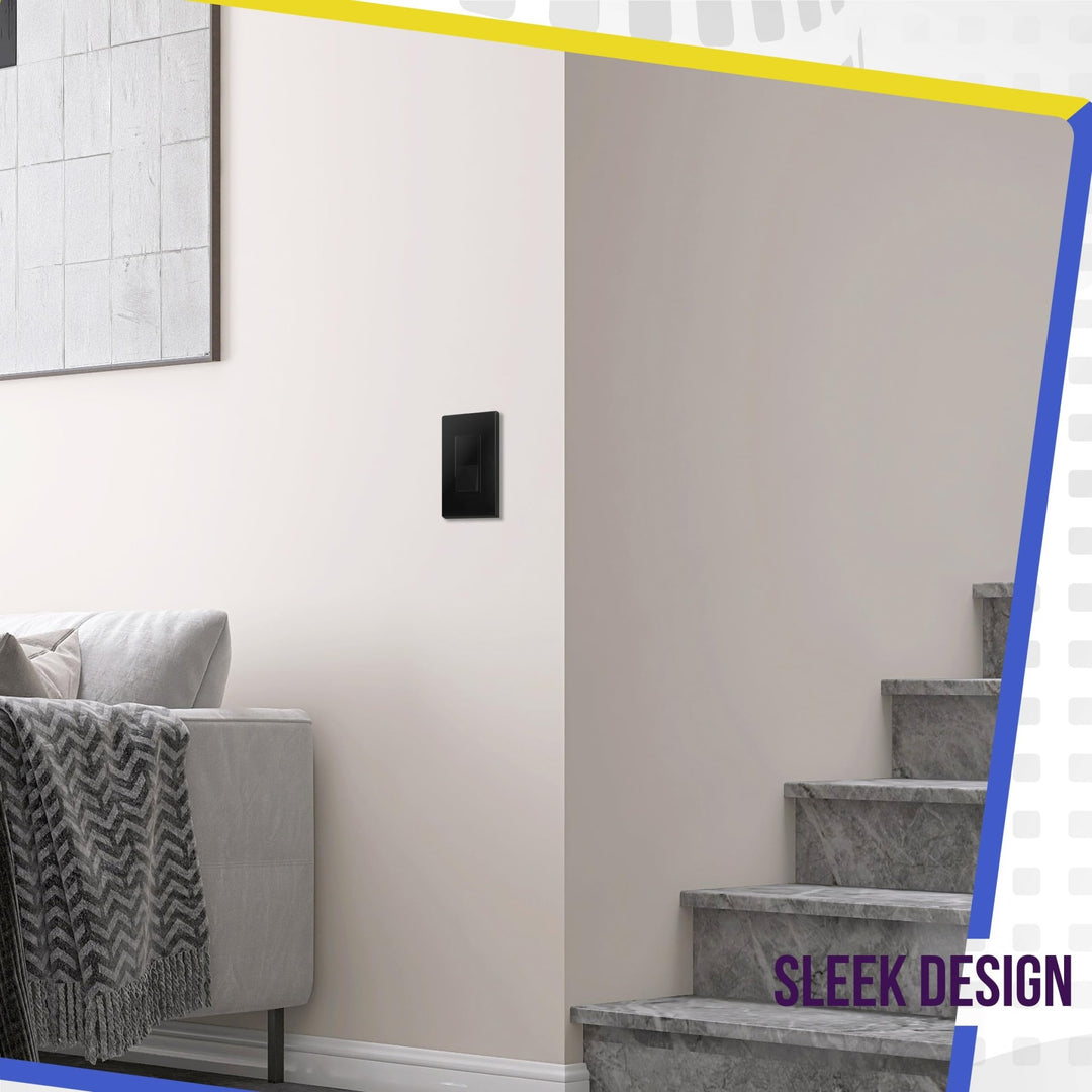 ENERLITES Decorator Paddle Light Switch with Wall Plates, Wall Decor Switch, Single Pole, 3 Wire, Grounding Screw, Residential Grade, 15A 120V/277V, UL Listed, White - DOKUTRONIX