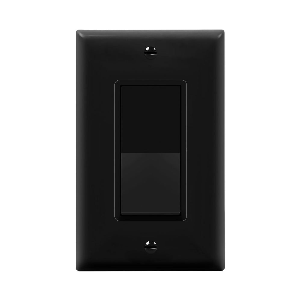 ENERLITES Decorator Paddle Light Switch with Wall Plates, Wall Decor Switch, Single Pole, 3 Wire, Grounding Screw, Residential Grade, 15A 120V/277V, UL Listed, White - DOKUTRONIX