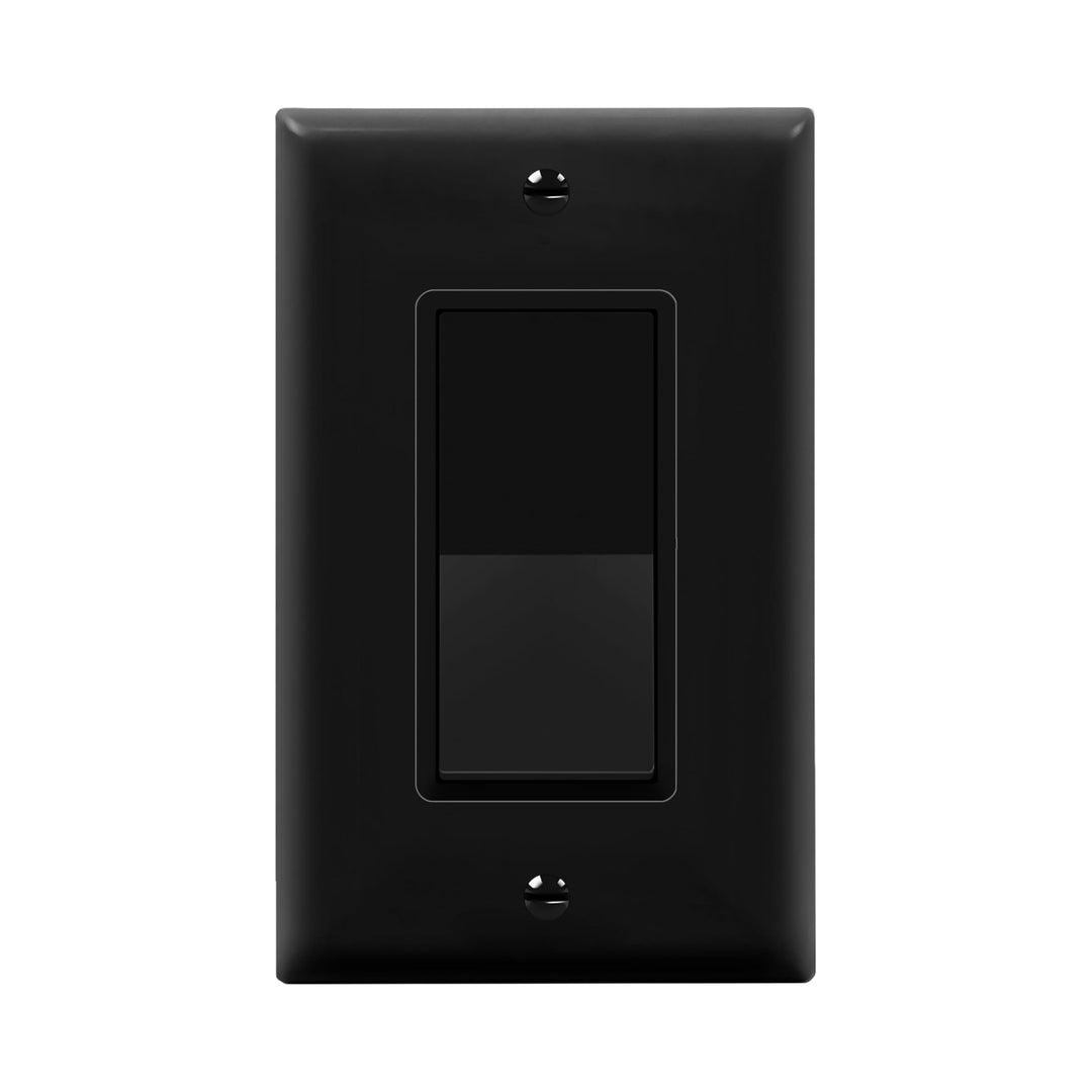 ENERLITES Decorator Paddle Light Switch with Wall Plates, Wall Decor Switch, Single Pole, 3 Wire, Grounding Screw, Residential Grade, 15A 120V/277V, UL Listed, White - DOKUTRONIX