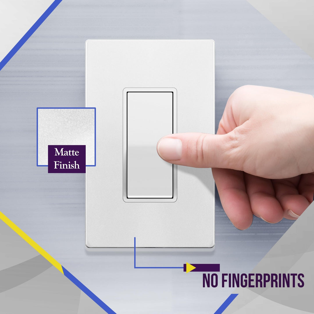 ENERLITES Decorator Paddle Light Switch with Wall Plates, Wall Decor Switch, Single Pole, 3 Wire, Grounding Screw, Residential Grade, 15A 120V/277V, UL Listed, White - DOKUTRONIX