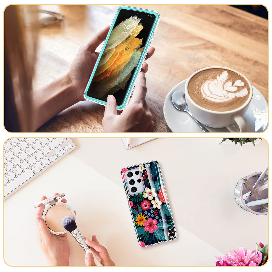 Galaxy S21 Ultra Bloom Case - Rugged Floral Style - DOKUTRONIX