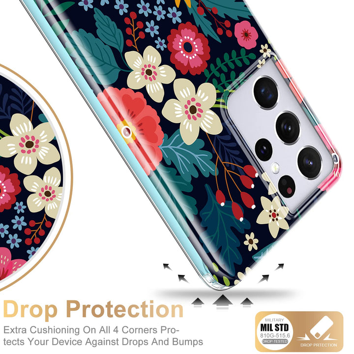 Galaxy S21 Ultra Bloom Case - Rugged Floral Style - DOKUTRONIX