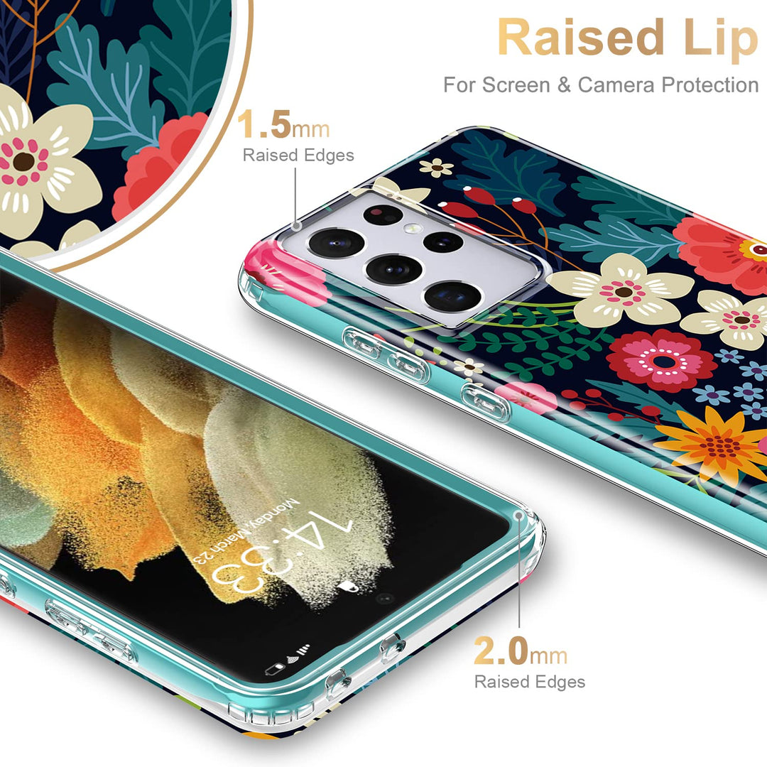 Galaxy S21 Ultra Bloom Case - Rugged Floral Style - DOKUTRONIX