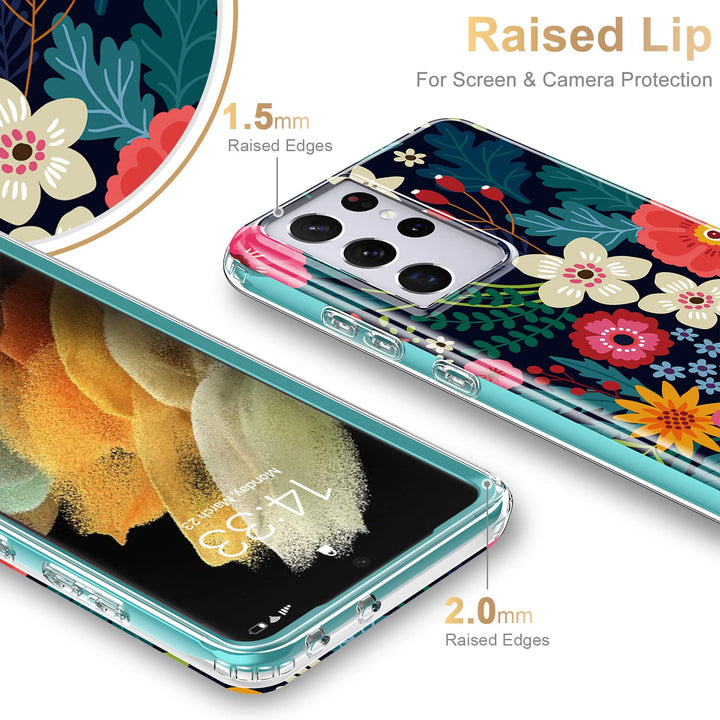 Galaxy S21 Ultra Bloom Case - Rugged Floral Style - DOKUTRONIX