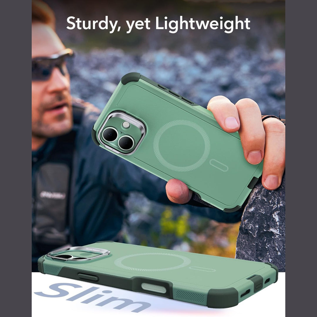 ESR CyberShield iPhone 16 Case with Stand - Light Green - DOKUTRONIX