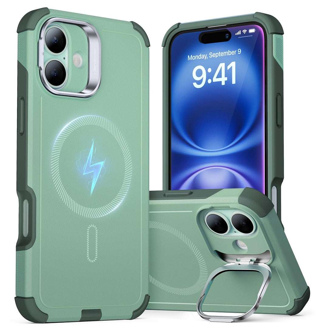 ESR CyberShield iPhone 16 Case with Stand - Light Green - DOKUTRONIX