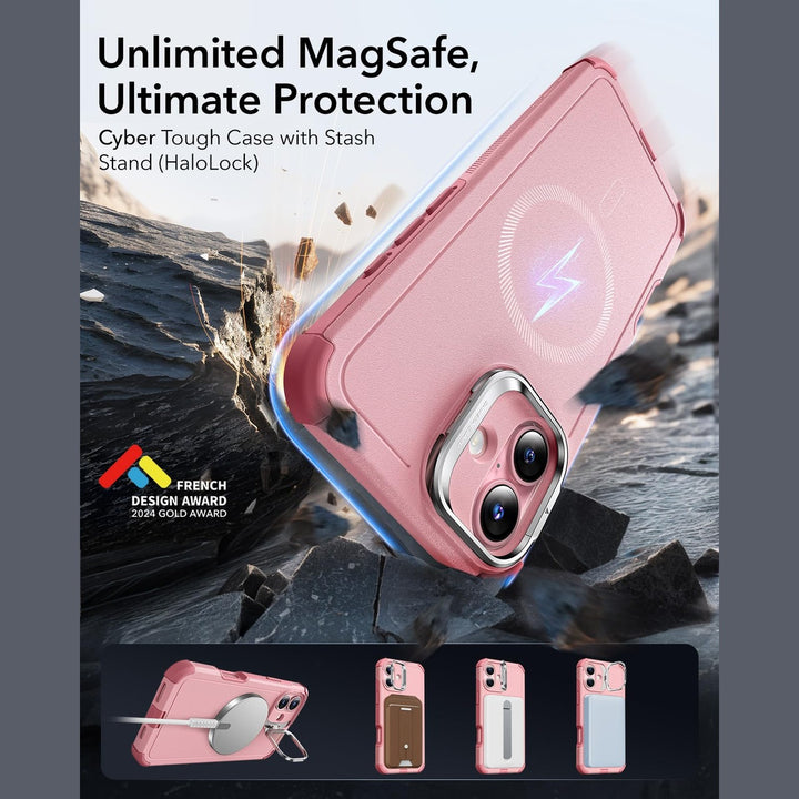 ESR Cyber Shield Case for iPhone 16 - Pink - DOKUTRONIX