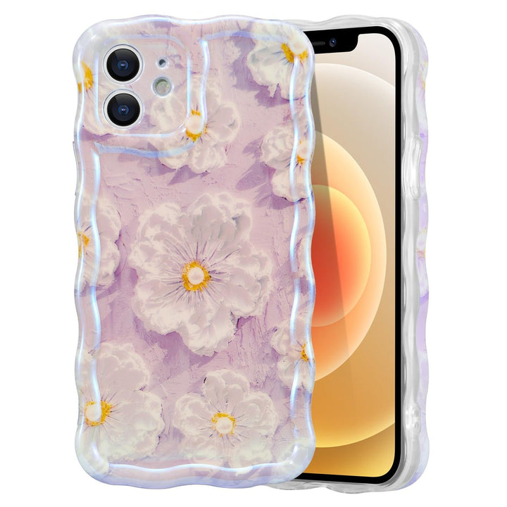 Retro Floral Glossy iPhone 16 Pro Case - Pink Wave - DOKUTRONIX