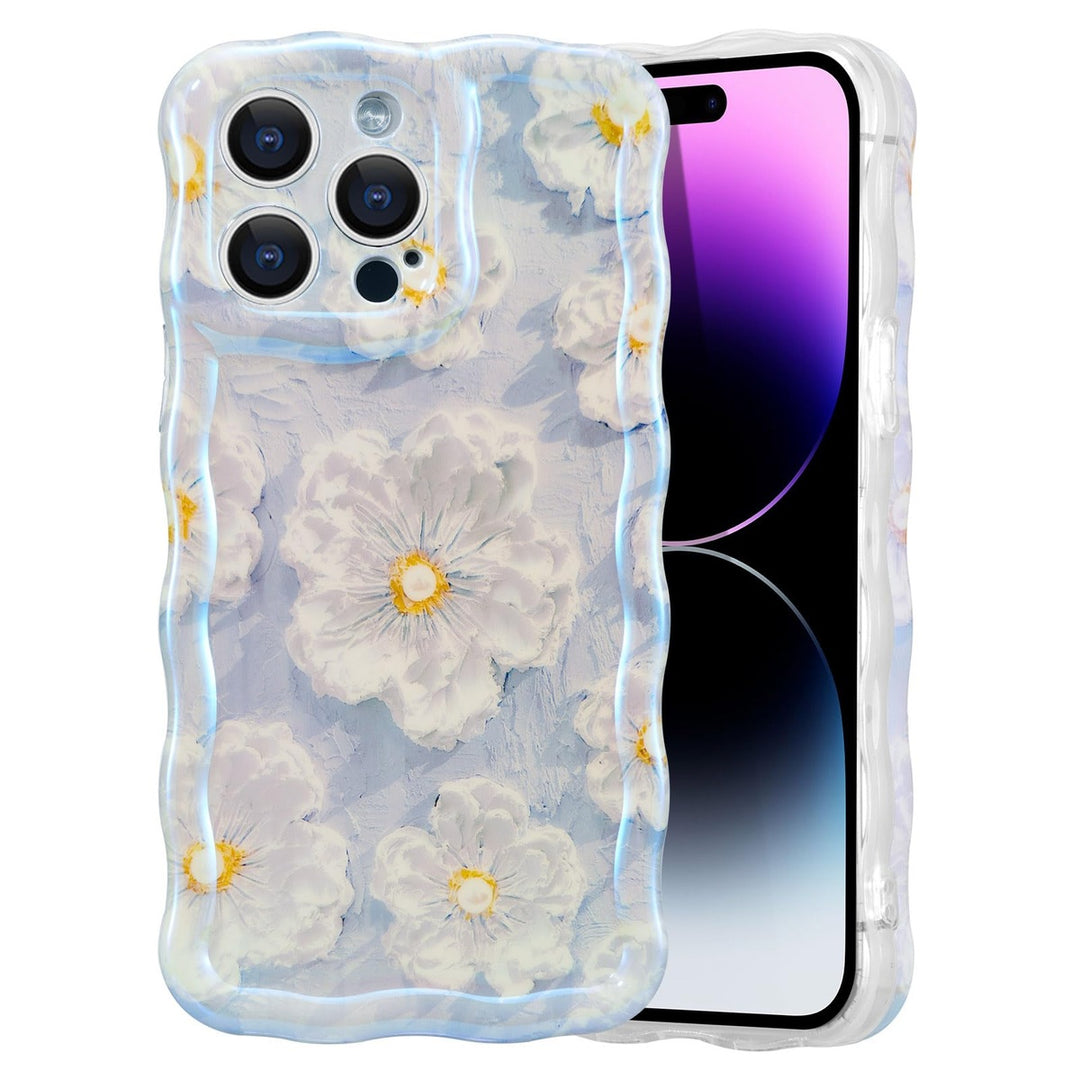 Retro Floral Glossy iPhone 16 Pro Case - Pink Wave - DOKUTRONIX