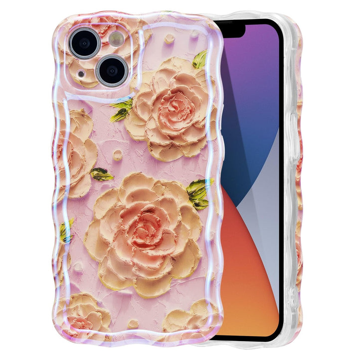 Retro Floral Glossy iPhone 16 Pro Case - Pink Wave - DOKUTRONIX