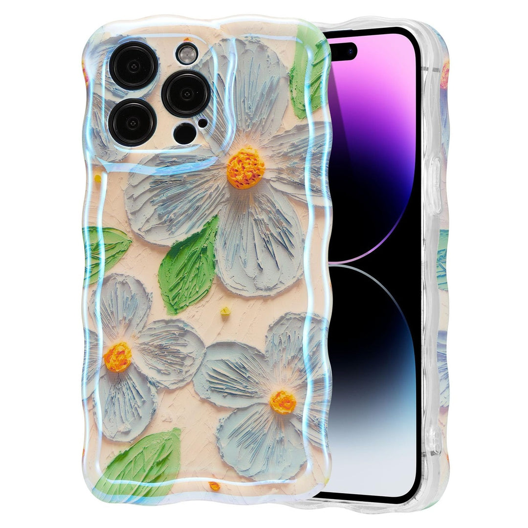Retro Floral Glossy iPhone 16 Pro Case - Pink Wave - DOKUTRONIX