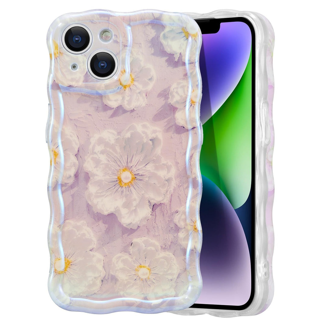 Retro Floral Glossy iPhone 16 Pro Case - Pink Wave - DOKUTRONIX