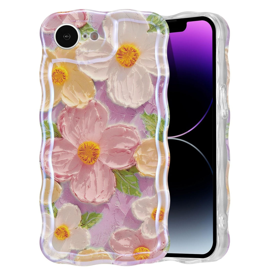 Retro Floral Glossy iPhone 16 Pro Case - Pink Wave - DOKUTRONIX