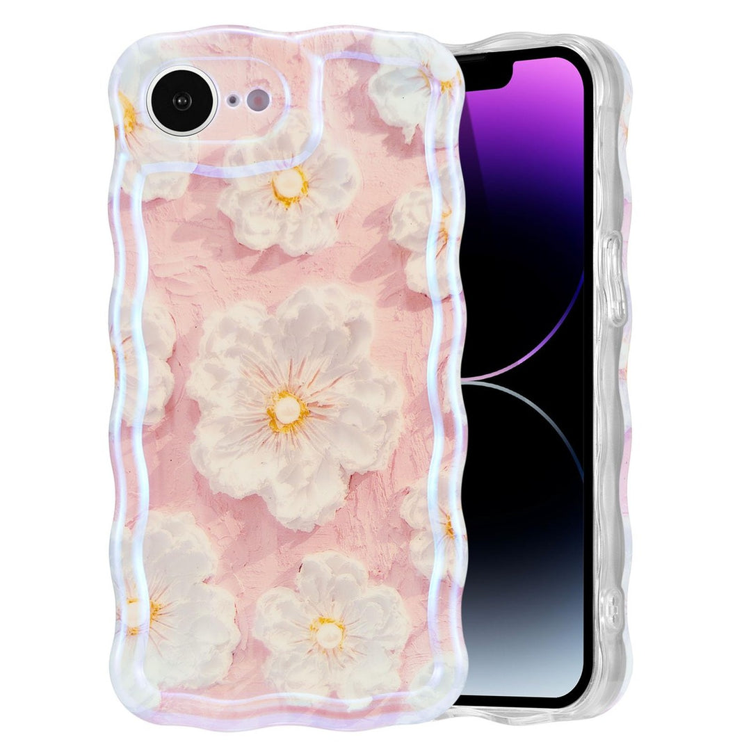 Retro Floral Glossy iPhone 16 Pro Case - Pink Wave - DOKUTRONIX