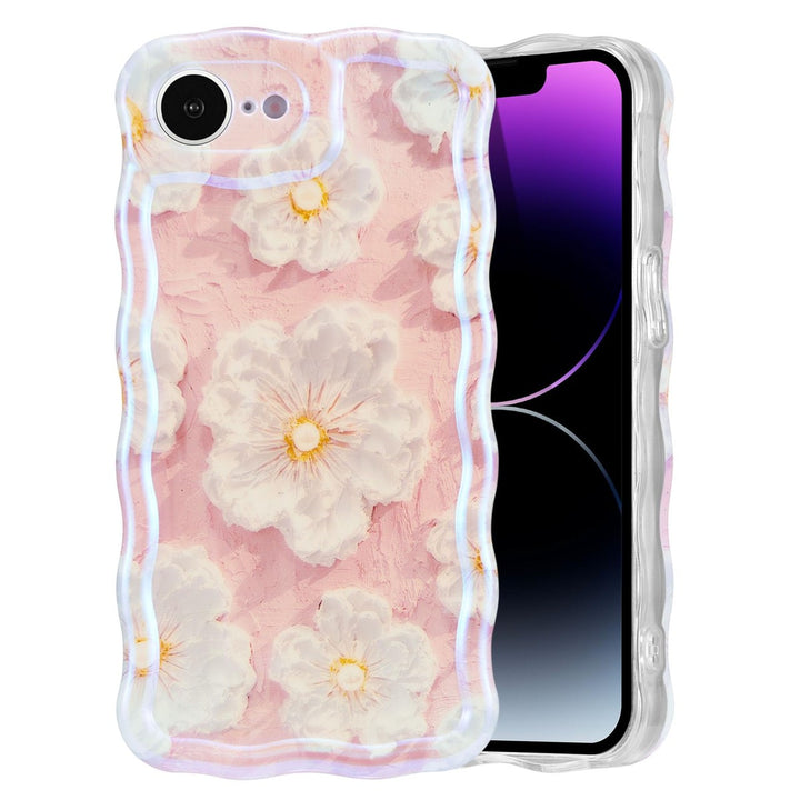 Retro Floral Glossy iPhone 16 Pro Case - Pink Wave - DOKUTRONIX