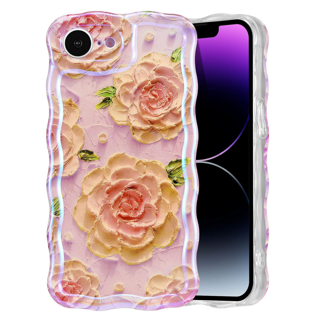 Retro Floral Glossy iPhone 16 Pro Case - Pink Wave - DOKUTRONIX
