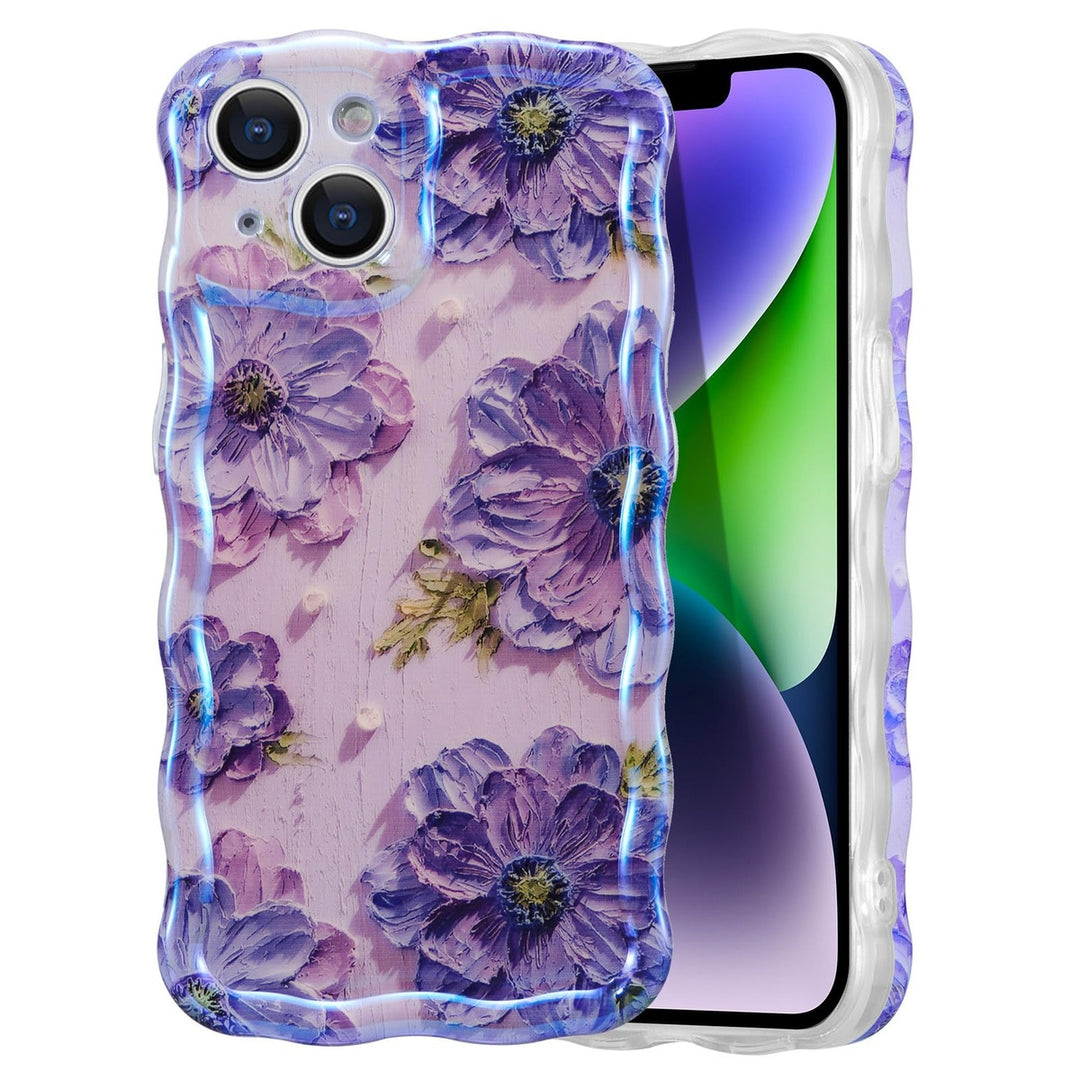 Retro Floral Glossy iPhone 16 Pro Case - Pink Wave - DOKUTRONIX