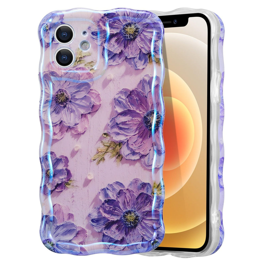 Retro Floral Glossy iPhone 16 Pro Case - Pink Wave - DOKUTRONIX