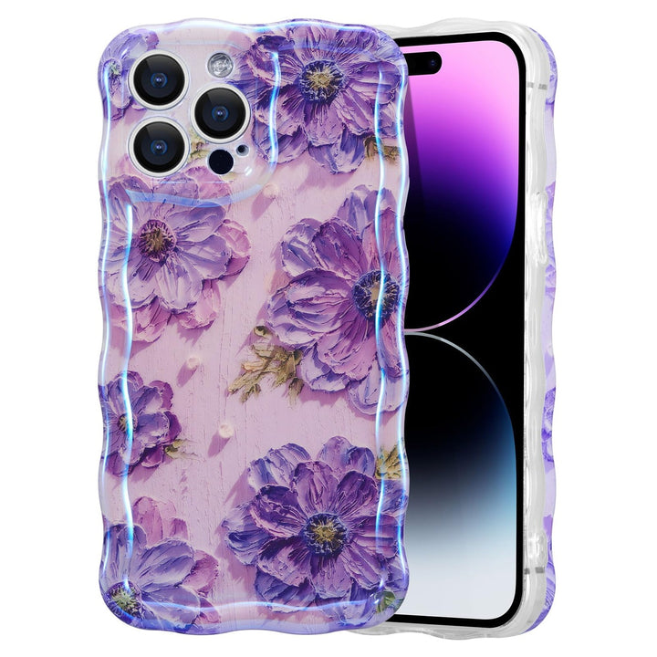 Retro Floral Glossy iPhone 16 Pro Case - Pink Wave - DOKUTRONIX