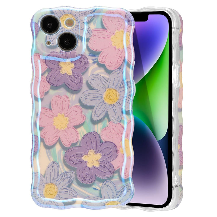Retro Floral Glossy iPhone 16 Pro Case - Pink Wave - DOKUTRONIX